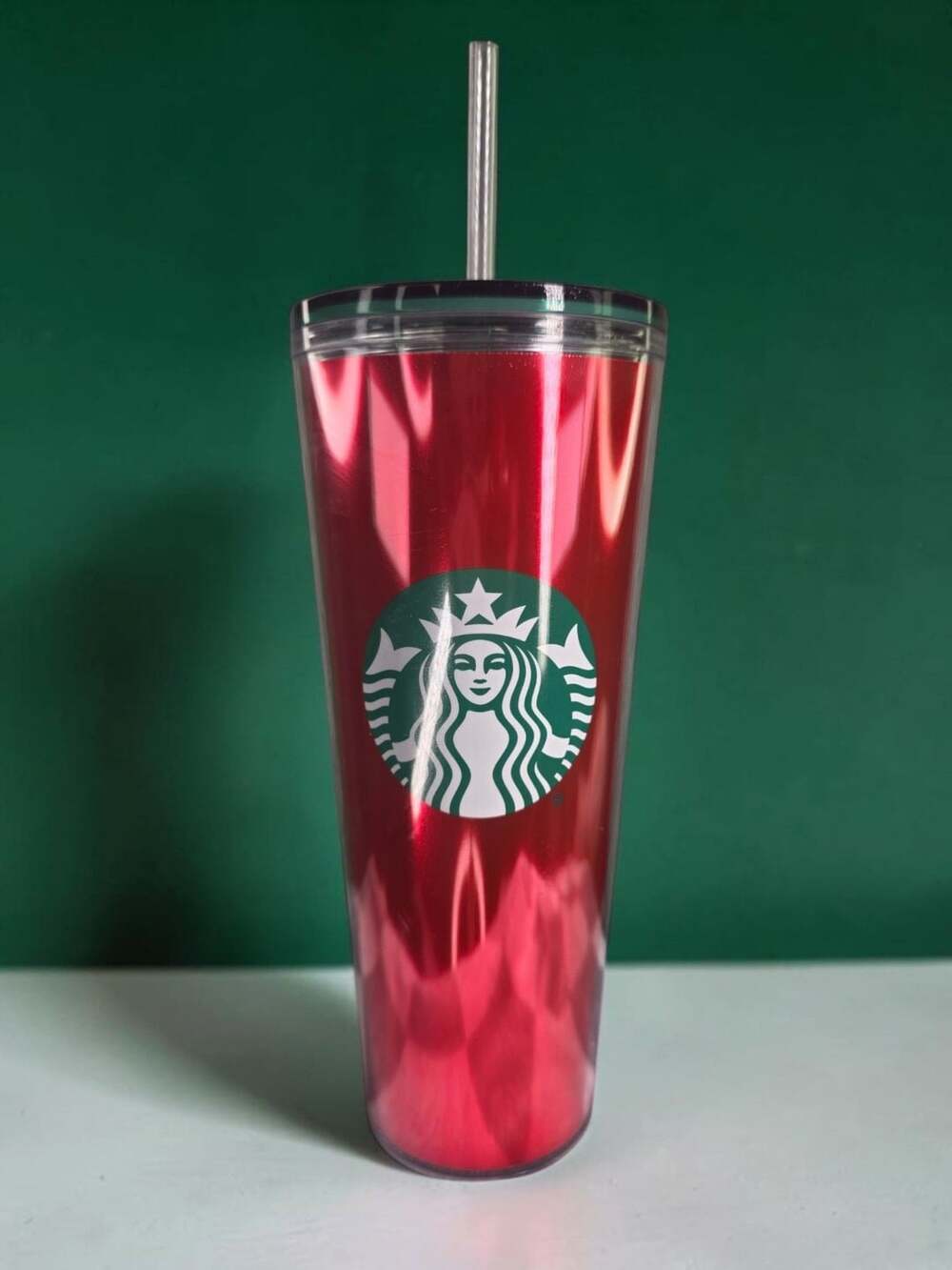Starbucks Cold Cup Tumbler 24 fl oz / 710 ml Red Metallic